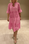 Maravelle | Women's Floral Midi Dress with Short Sleeves and A-Line Silhouette