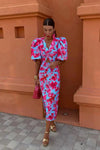 Yvette | Women's Midi Dress with Floral Print and Sleeveless Design
