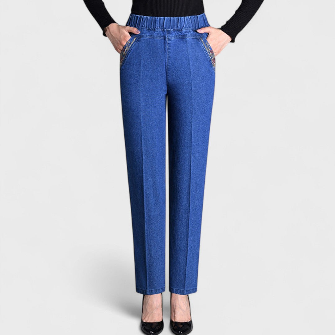 Leighton | Stretch Jeans with Side Pockets and Elastic Waistband