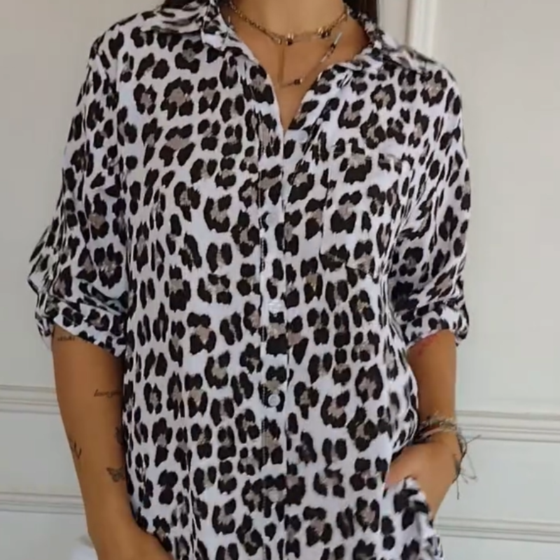 Sylvie | Leopard Print Blouse with Short Sleeves