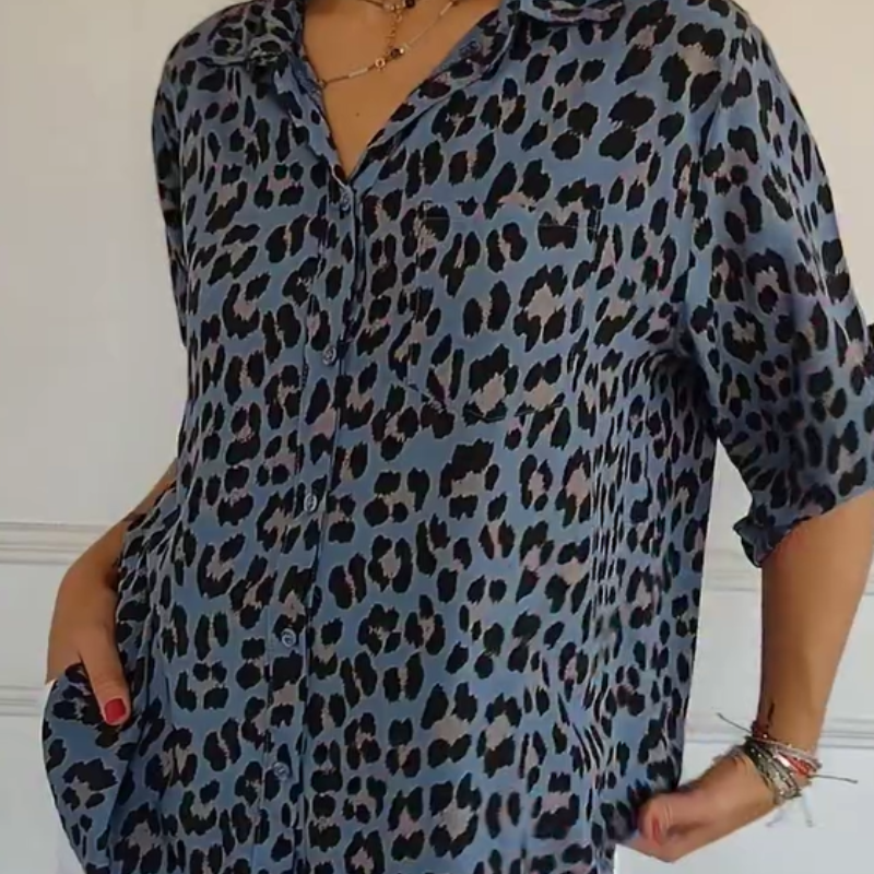 Sylvie | Leopard Print Blouse with Short Sleeves