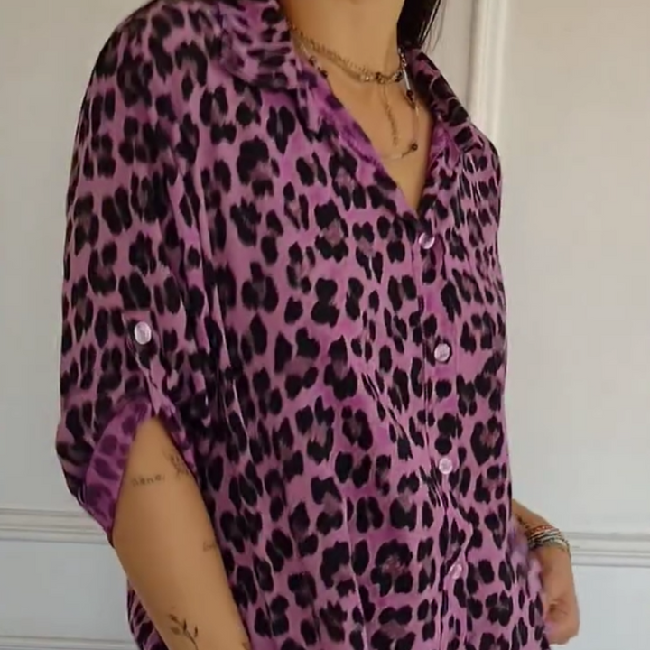 Sylvie | Leopard Print Blouse with Short Sleeves