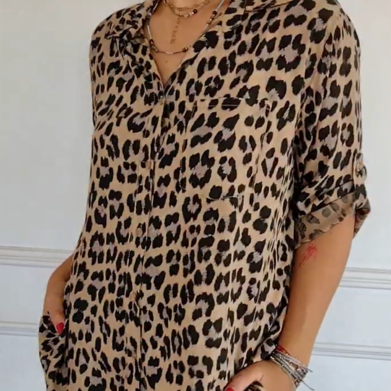 Sylvie | Leopard Print Blouse with Short Sleeves