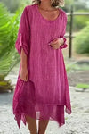 Rosalie | Women's Layered Midi Dress 3/4 Sleeve Casual Summer Dress