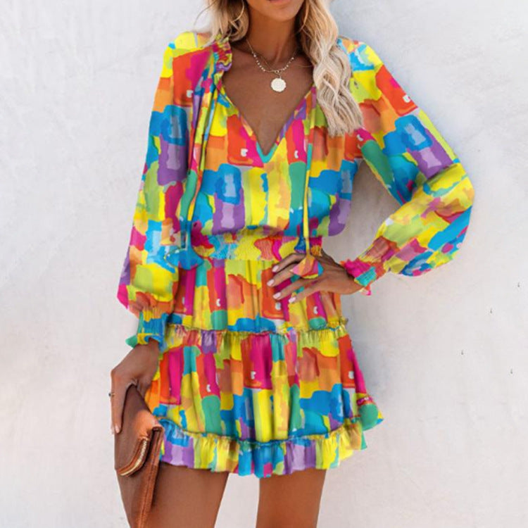 Tara | Floral Mini Dress with Long Sleeves for Women
