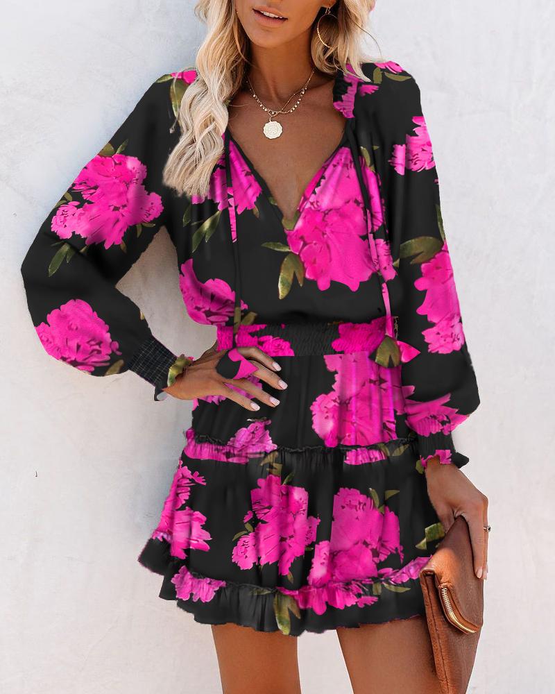 Tara | Floral Mini Dress with Long Sleeves for Women