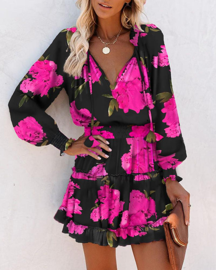 Tara | Floral Mini Dress with Long Sleeves for Women