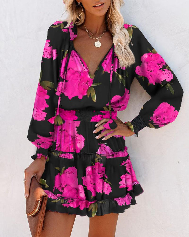Tara | Floral Mini Dress with Long Sleeves for Women
