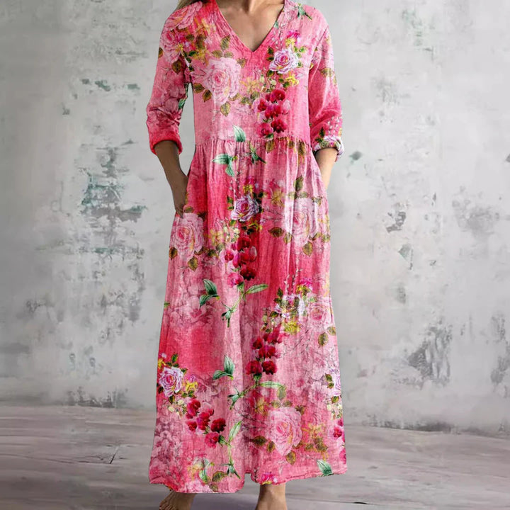 Kathleen | Floral V-Neck Maxi Dress