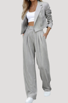 Valentina | Women's Pinstripe Blazer Wide Leg Pants Set