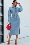 Ruth | Women's Midi Dress with Collar and Zipper