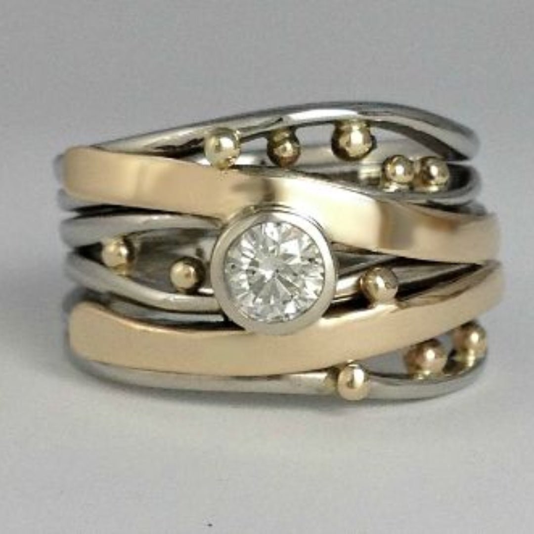 Ornara | Classic Gold Intarsia Zirconia Ring