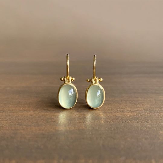 Celestia | Retro Green Moonstone Earrings