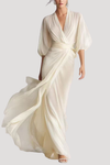 Viviana | Women's Wrap Front Long Sleeve Maxi Dress