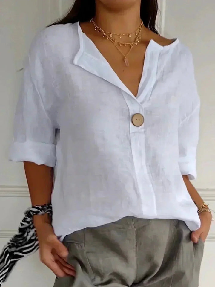 Sadie | Casual Linen V-Neck Blouse for Women