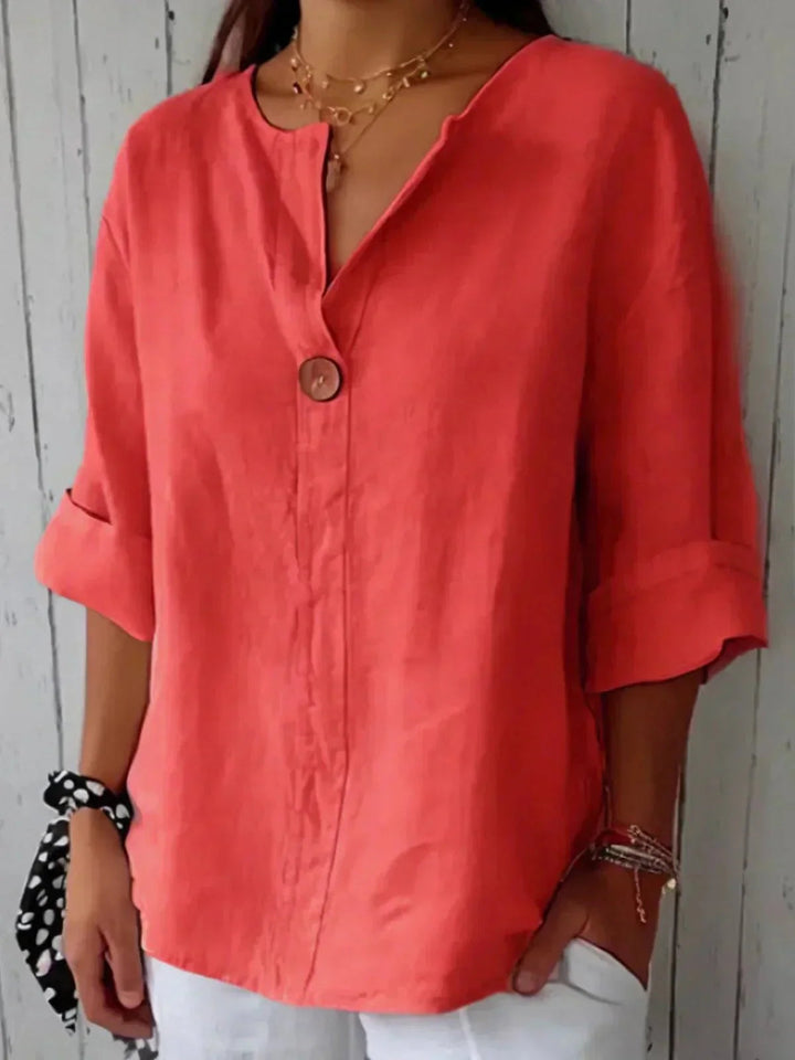 Sadie | Casual Linen V-Neck Blouse for Women