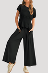 Zelda | Women's Peplum Top Wide Leg Pants Set